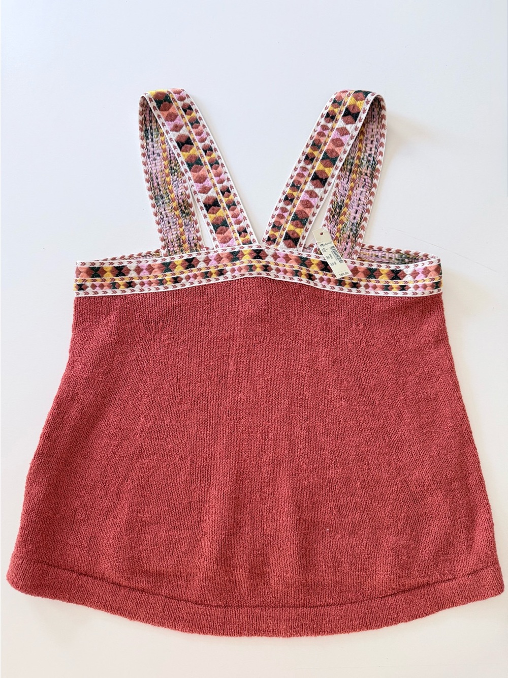 NWT Madewell Embroidered Sweater Knit Tank Top Rusted Rose Small Boho